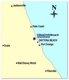 Map of Area around Ormond Beach, Florida